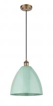  516-1P-BB-MBD-12-SF - Plymouth - 1 Light - 12 inch - Brushed Brass - Cord hung - Mini Pendant