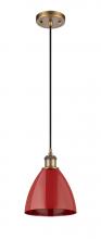  516-1P-BB-MBD-75-RD - Plymouth - 1 Light - 8 inch - Brushed Brass - Cord hung - Mini Pendant