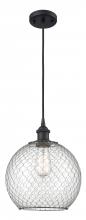 Innovations Lighting 516-1P-BK-G122-10CBK-LED - Farmhouse Chicken Wire - 1 Light - 10 inch - Matte Black - Cord hung - Mini Pendant