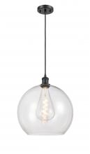  516-1P-BK-G122-14 - Athens - 1 Light - 14 inch - Matte Black - Cord hung - Pendant