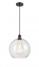  516-1P-BK-G124-12 - Athens - 1 Light - 12 inch - Matte Black - Cord hung - Mini Pendant