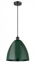  516-1P-BK-MBD-12-GR - Plymouth - 1 Light - 12 inch - Matte Black - Cord hung - Mini Pendant