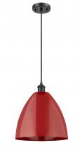  516-1P-BK-MBD-12-RD - Plymouth - 1 Light - 12 inch - Matte Black - Cord hung - Mini Pendant