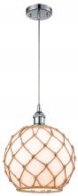  516-1P-PC-G121-10RB - Farmhouse Rope - 1 Light - 10 inch - Polished Chrome - Cord hung - Mini Pendant