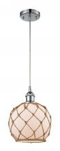  516-1P-PC-G121-8RB-LED - Farmhouse Rope - 1 Light - 8 inch - Polished Chrome - Cord hung - Mini Pendant