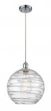  516-1P-PC-G1213-12-LED - Athens Deco Swirl - 1 Light - 12 inch - Polished Chrome - Cord hung - Mini Pendant