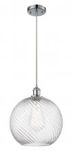  516-1P-PC-G1214-12 - Athens Twisted Swirl - 1 Light - 12 inch - Polished Chrome - Cord hung - Mini Pendant