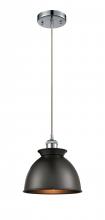  516-1P-PC-M14-BK-LED - Adirondack - 1 Light - 8 inch - Polished Chrome - Cord hung - Mini Pendant