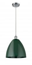  516-1P-PC-MBD-12-GR - Plymouth - 1 Light - 12 inch - Polished Chrome - Cord hung - Mini Pendant