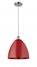  516-1P-PC-MBD-12-RD - Plymouth - 1 Light - 12 inch - Polished Chrome - Cord hung - Mini Pendant