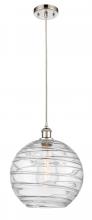  516-1P-PN-G1213-12-LED - Athens Deco Swirl - 1 Light - 12 inch - Polished Nickel - Cord hung - Mini Pendant