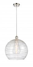  516-1P-PN-G1213-14 - Athens Deco Swirl - 1 Light - 14 inch - Polished Nickel - Cord hung - Pendant