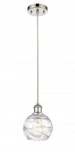  516-1P-PN-G1213-6-LED - Athens Deco Swirl - 1 Light - 6 inch - Polished Nickel - Cord hung - Mini Pendant