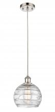  516-1P-PN-G1213-8 - Athens Deco Swirl - 1 Light - 8 inch - Polished Nickel - Cord hung - Mini Pendant