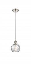  516-1P-PN-G1215-6-LED - Athens Water Glass - 1 Light - 6 inch - Polished Nickel - Cord hung - Mini Pendant