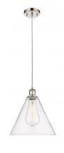  516-1P-PN-GBC-122 - Berkshire - 1 Light - 12 inch - Polished Nickel - Cord hung - Mini Pendant