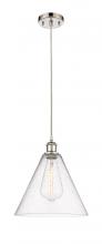  516-1P-PN-GBC-124 - Berkshire - 1 Light - 12 inch - Polished Nickel - Cord hung - Mini Pendant