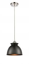  516-1P-PN-M14-BK-LED - Adirondack - 1 Light - 8 inch - Polished Nickel - Cord hung - Mini Pendant