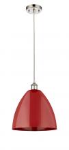  516-1P-PN-MBD-12-RD - Plymouth - 1 Light - 12 inch - Polished Nickel - Cord hung - Mini Pendant