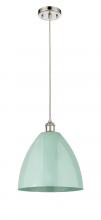  516-1P-PN-MBD-12-SF - Plymouth - 1 Light - 12 inch - Polished Nickel - Cord hung - Mini Pendant