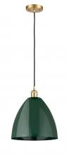  516-1P-SG-MBD-12-GR - Plymouth - 1 Light - 12 inch - Satin Gold - Cord hung - Mini Pendant