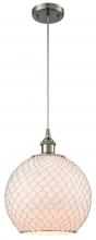  516-1P-SN-G121-10CSN - Farmhouse Chicken Wire - 1 Light - 10 inch - Brushed Satin Nickel - Cord hung - Mini Pendant