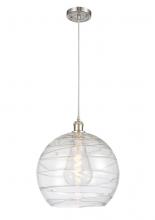  516-1P-SN-G1213-14 - Athens Deco Swirl - 1 Light - 14 inch - Brushed Satin Nickel - Cord hung - Pendant