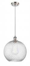  516-1P-SN-G1214-12 - Athens Twisted Swirl - 1 Light - 12 inch - Brushed Satin Nickel - Cord hung - Mini Pendant