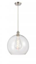  516-1P-SN-G122-14 - Athens - 1 Light - 14 inch - Brushed Satin Nickel - Cord hung - Pendant