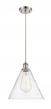  516-1P-SN-GBC-122 - Berkshire - 1 Light - 12 inch - Brushed Satin Nickel - Cord hung - Mini Pendant