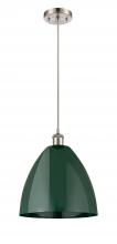  516-1P-SN-MBD-12-GR - Plymouth - 1 Light - 12 inch - Brushed Satin Nickel - Cord hung - Mini Pendant