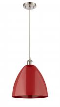  516-1P-SN-MBD-12-RD - Plymouth - 1 Light - 12 inch - Brushed Satin Nickel - Cord hung - Mini Pendant