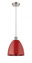  516-1P-SN-MBD-9-RD - Plymouth - 1 Light - 9 inch - Brushed Satin Nickel - Cord hung - Mini Pendant