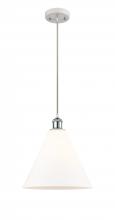  516-1P-WPC-GBC-121 - Berkshire - 1 Light - 12 inch - White Polished Chrome - Cord hung - Mini Pendant