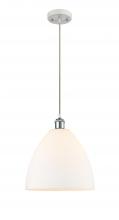  516-1P-WPC-GBD-121 - Bristol - 1 Light - 12 inch - White Polished Chrome - Cord hung - Mini Pendant