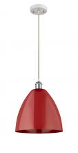  516-1P-WPC-MBD-12-RD - Plymouth - 1 Light - 12 inch - White Polished Chrome - Cord hung - Mini Pendant