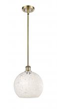  516-1S-AB-G1216-10WM - White Mouchette - 1 Light - 10 inch - Antique Brass - Mini Pendant