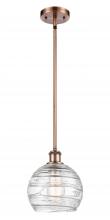  516-1S-AC-G1213-8-LED - Athens Deco Swirl - 1 Light - 8 inch - Antique Copper - Mini Pendant