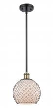  516-1S-BAB-G121-8CBK - Farmhouse Chicken Wire - 1 Light - 8 inch - Black Antique Brass - Mini Pendant