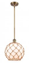  516-1S-BB-G121-10RB - Farmhouse Rope - 1 Light - 10 inch - Brushed Brass - Mini Pendant