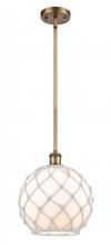  516-1S-BB-G121-10RW - Farmhouse Rope - 1 Light - 10 inch - Brushed Brass - Mini Pendant