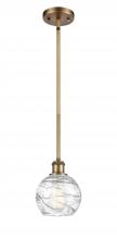  516-1S-BB-G1213-6 - Athens Deco Swirl - 1 Light - 6 inch - Brushed Brass - Mini Pendant