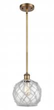  516-1S-BB-G122-8RW - Farmhouse Rope - 1 Light - 8 inch - Brushed Brass - Mini Pendant