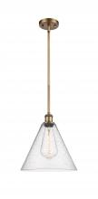  516-1S-BB-GBC-124 - Berkshire - 1 Light - 12 inch - Brushed Brass - Mini Pendant