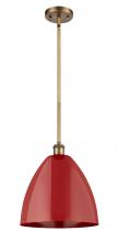  516-1S-BB-MBD-12-RD - Plymouth - 1 Light - 12 inch - Brushed Brass - Pendant