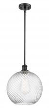  516-1S-BK-G1214-12 - Athens Twisted Swirl - 1 Light - 12 inch - Matte Black - Mini Pendant