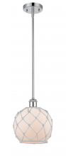  516-1S-PC-G121-8RW - Farmhouse Rope - 1 Light - 8 inch - Polished Chrome - Mini Pendant