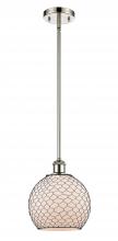  516-1S-PN-G121-8CBK - Farmhouse Chicken Wire - 1 Light - 8 inch - Polished Nickel - Mini Pendant