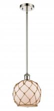  516-1S-PN-G121-8RB - Farmhouse Rope - 1 Light - 8 inch - Polished Nickel - Mini Pendant