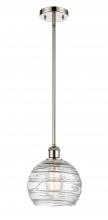  516-1S-PN-G1213-8 - Athens Deco Swirl - 1 Light - 8 inch - Polished Nickel - Mini Pendant